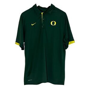 Oregon Ducks Shirt Green Polo Nike Dri Fit Short Sleeve Men’s See Measurements